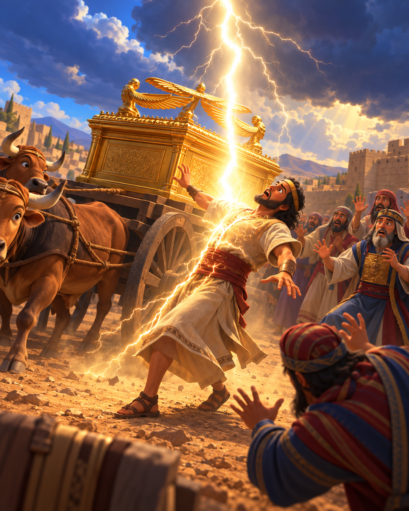 God Strikes Down Uzzah For Touching The Ark